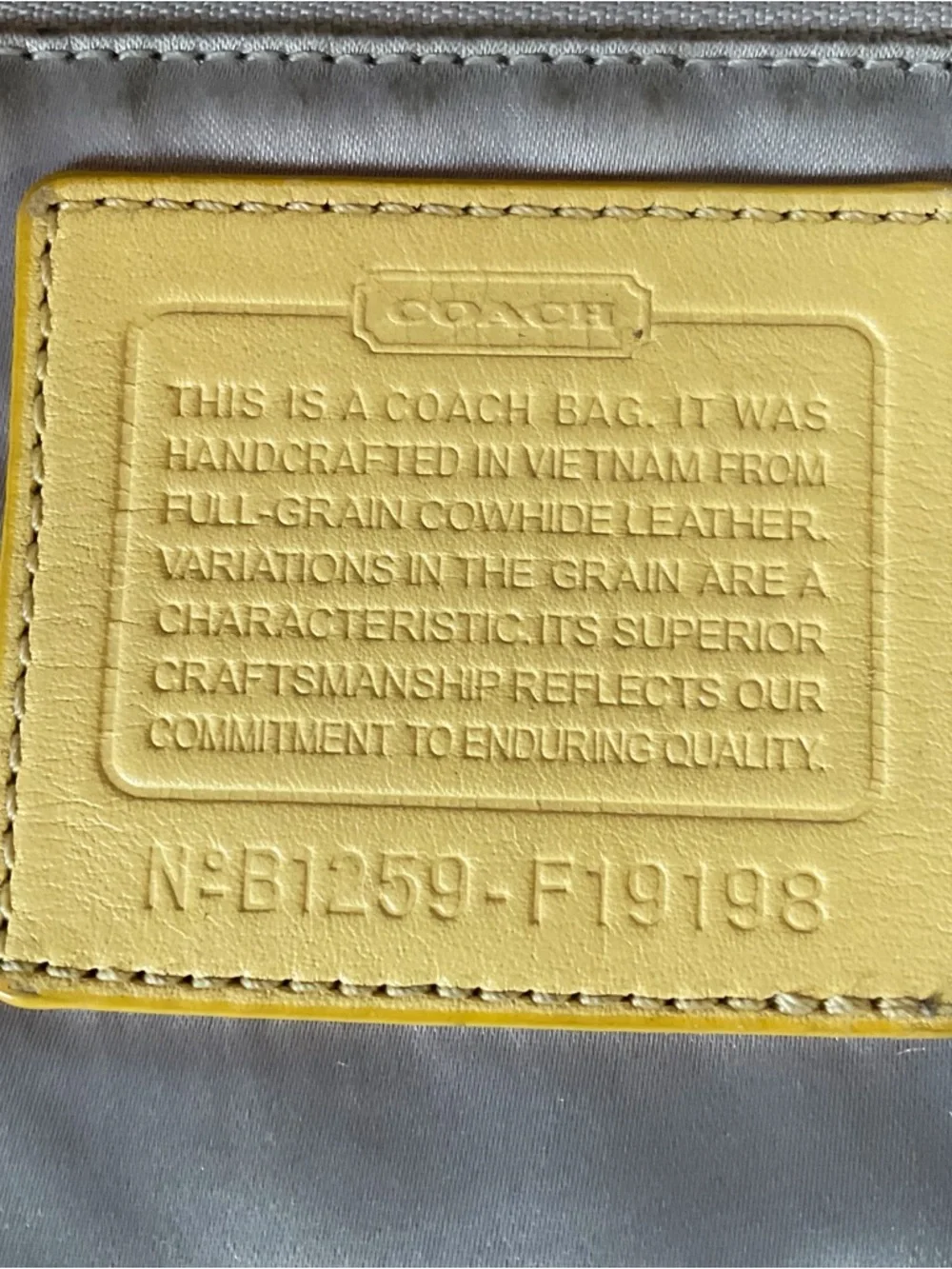 Coach 2012 Signature Patent Leather Tote in Canary Yellow (Flaws) - Picture 9 of 15